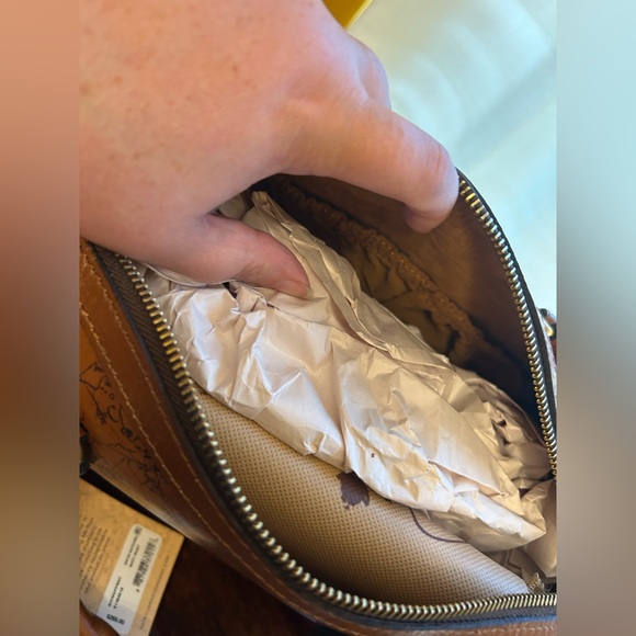 Patricia Nash Brown Map Print Skye Satchel Riot Rust Adjustable Strap NWT - Picture 12 of 13